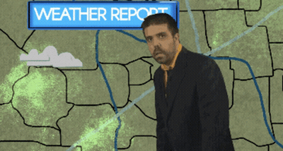Man In Suit In Front Of Map Saying It Is Hot Outside Today GIF