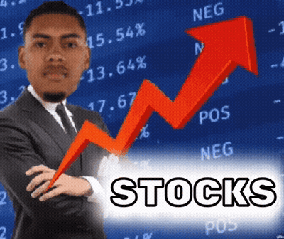 Man In Suit In Front Of Stonks Chart GIF