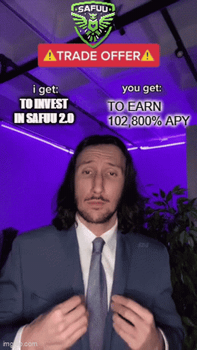 Man In Suit In Front Of Trade Offer Sign GIF
