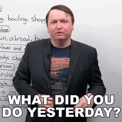 Man In Suit In Front Of Whiteboard Saying What Did You Do Yesterday GIF
