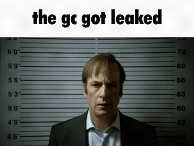 Man In Suit In Police Lineup Saying The GC Got Leaked GIF