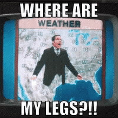 Man In Suit Jumping On TV Saying Where Are My Legs GIF