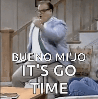 Man In Suit Jumping With Go Time GIF