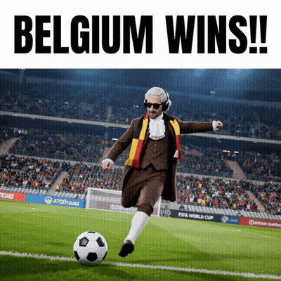 Man In Suit Kicking Soccer Ball Belgium Wins GIF