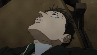 Man In Suit Laying Down With Head Up GIF