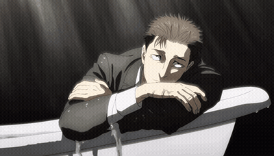 Man In Suit Laying In Bathtub Eyes Closed GIF