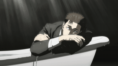 Man In Suit Laying In Bathtub Head On Arm GIF