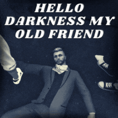 Man In Suit Laying On Ground Hello Darkness My Old Friend GIF