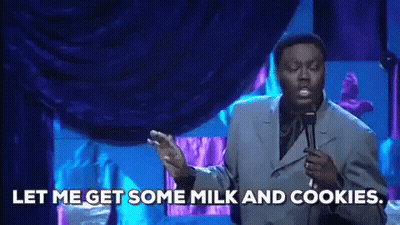 Man In Suit: Let Me Get Milk And Cookies GIF