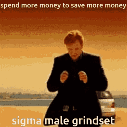 Man In Suit Next To Car Says Spend More To Save More GIF