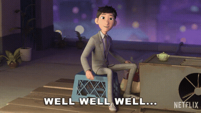 Man In Suit On Blue Crate Says Well Well Well Netflix GIF
