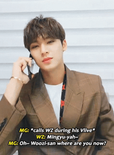 Man In Suit On Cell Phone With Caption M G Calls W Z During His Vlve GIF