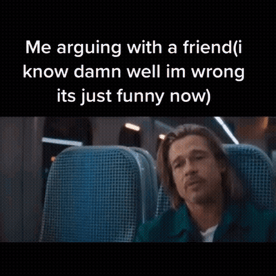 Man In Suit On Plane Saying Me Arguing With A Friend GIF