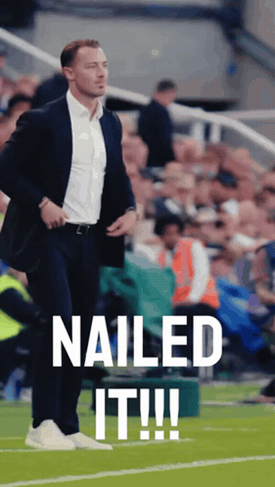 Man In Suit On Soccer Field Saying Nailed It GIF
