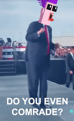 Man In Suit On Stage With Do You Even Comrade GIF