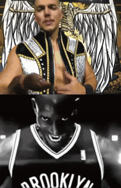 Man In Suit On Stage With Kevin Garnett GIF