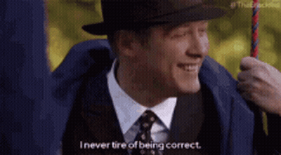 Man In Suit On Swing Says I Never Tire Of Being Correct GIF