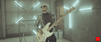 Man In Suit Playing Bass Guitar GIF