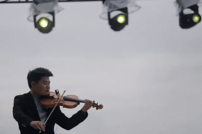 Man In Suit Playing Violin GIF