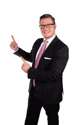 Man In Suit Pointing Up Sticker