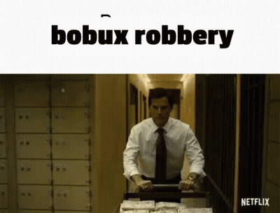 Man In Suit Pushing Money Cart In Bank GIF