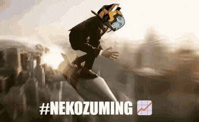 Man In Suit Riding Rocket #Nekozuming GIF