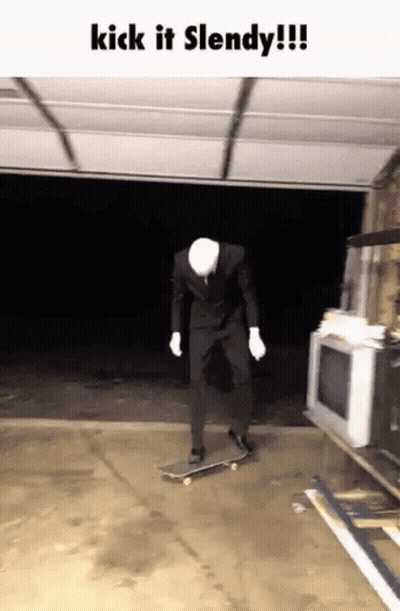 Man In Suit Riding Skateboard Kick It Slendy GIF