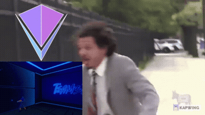 Man In Suit Running Past Team 3 Sign GIF
