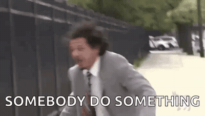 Man In Suit Running Saying Somebody Do Something GIF