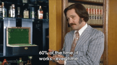 Man In Suit Saying 60% Of The Time It Works Everytime GIF