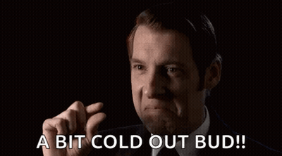 Man In Suit Saying A Bit Cold Out Bud GIF