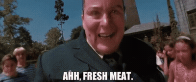 Man In Suit Saying Ahh Fresh Meat GIF