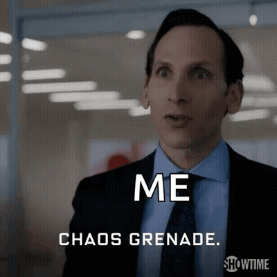 Man In Suit Saying Chaos Grenade GIF
