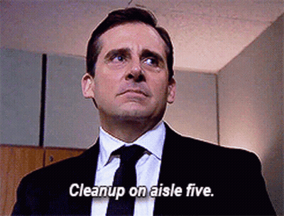 Man In Suit Saying Cleanup On Aisle Five GIF