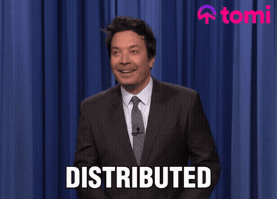 Man In Suit Saying Distributed With Arms Outstretched GIF