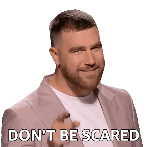 Man In Suit Saying Don't Be Scared Sticker