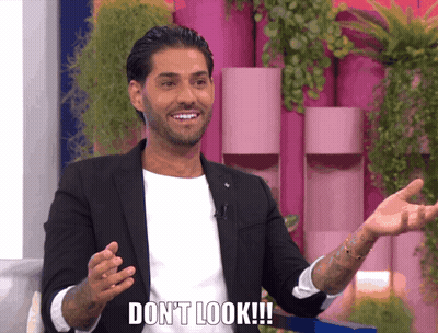 Man In Suit Saying Don't Look Arms Outstretched GIF