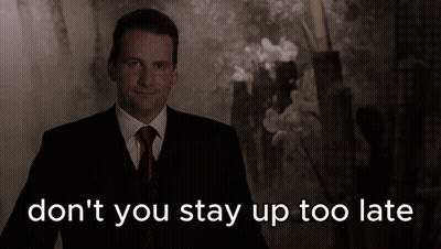 Man In Suit Saying Don't You Stay Up Too Late GIF