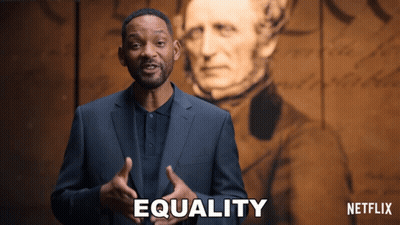 Man In Suit Saying Equality In Front Of Netflix Logo GIF