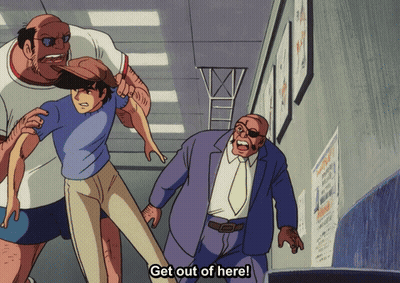 Man In Suit Saying Get Out GIF