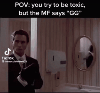 Man In Suit Saying GG In Mirror GIF
