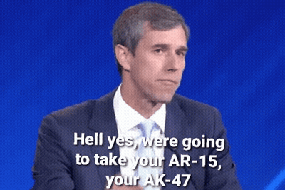 Man In Suit Saying Hell Yes We're Going To Take Your AR-15 GIF