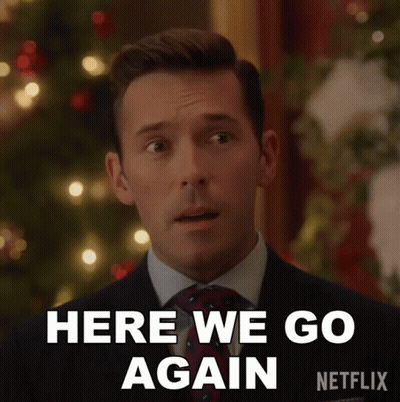Man In Suit Saying Here We Go Again GIF