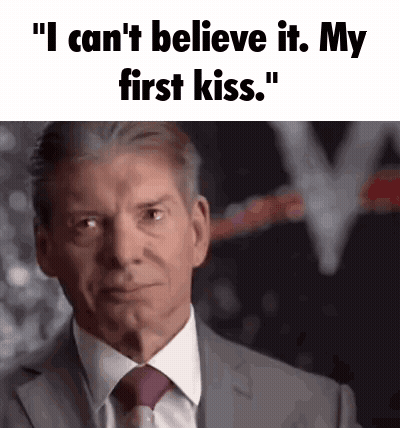 Man In Suit Saying I Can't Believe It My First Kiss GIF