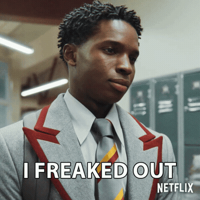 Man In Suit Saying I Freaked Out On Netflix GIF
