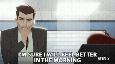 Man In Suit Saying I'm Sure I Will Feel Better In The Morning GIF