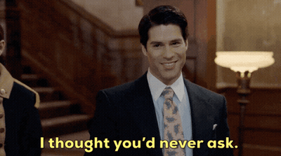Man In Suit Saying I Thought You'd Never Ask GIF