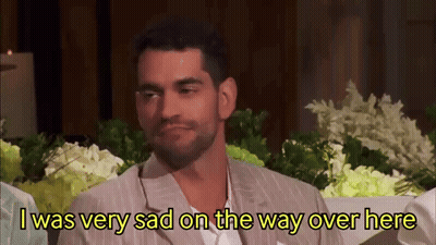 Man In Suit Saying I Was Very Sad On The Way Over Here GIF