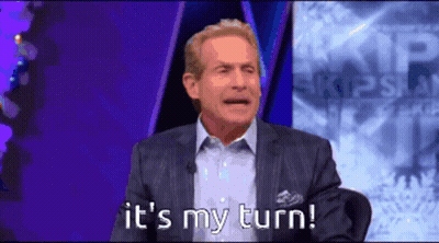 Man In Suit Saying It's My Turn Purple Background GIF