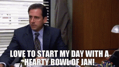 Man In Suit Saying Love To Start My Day With A Hearty Bowl Of Jan GIF